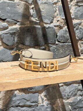 Fendi Leather Fendigraphy Metal Logo You Bag Strap